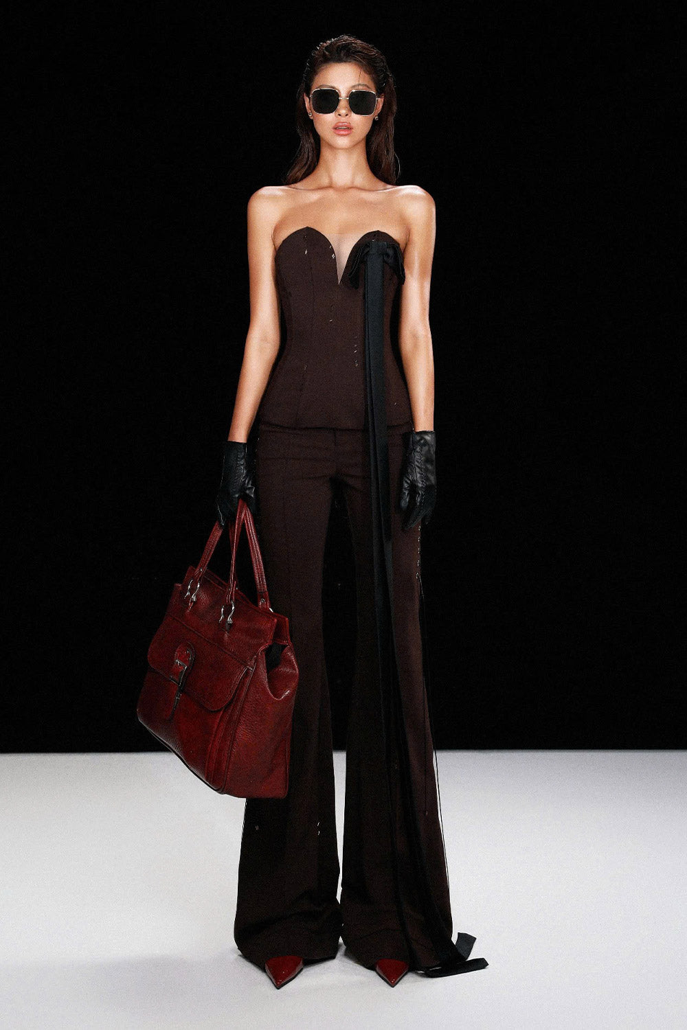 Yara Straight Boot Cut Khaki Floor Length Pants