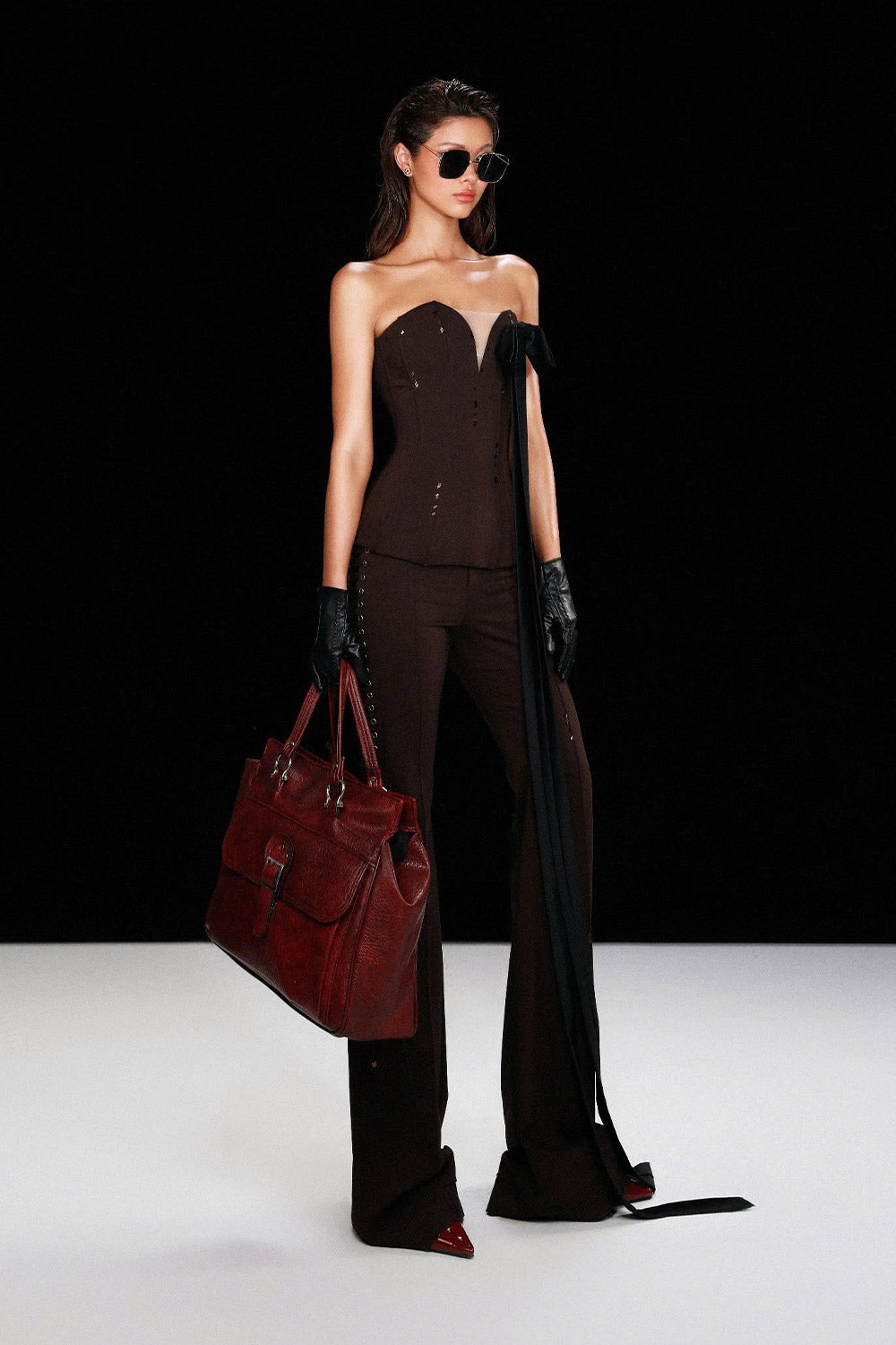 Yara Straight Boot Cut Khaki Floor Length Pants