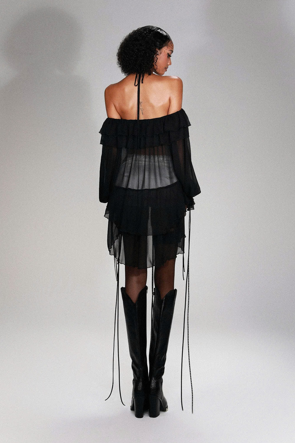 Lyric A-line Ruffle Trim Organdy Short Length Skort