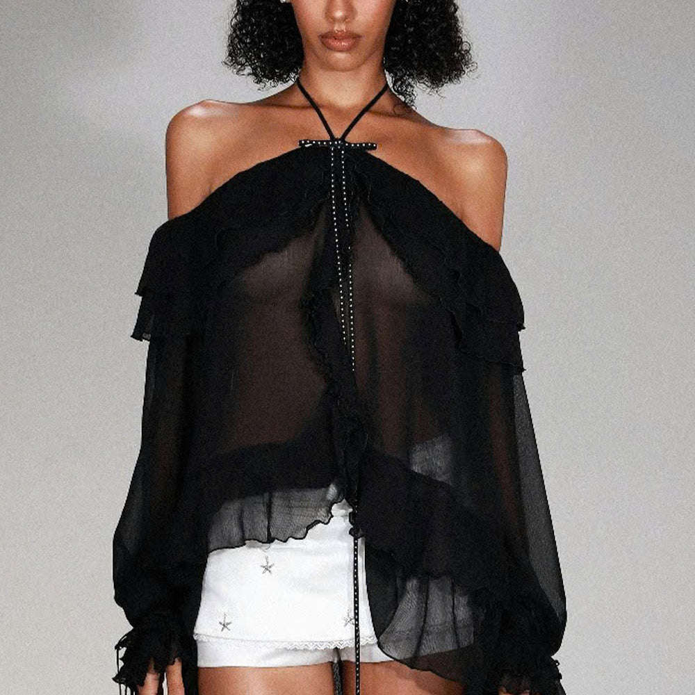 Lyric A-line Ruffle Trim Organdy Short Length Skort