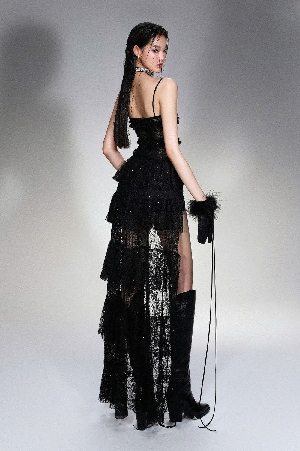 Aya Fringed Leather Gloves