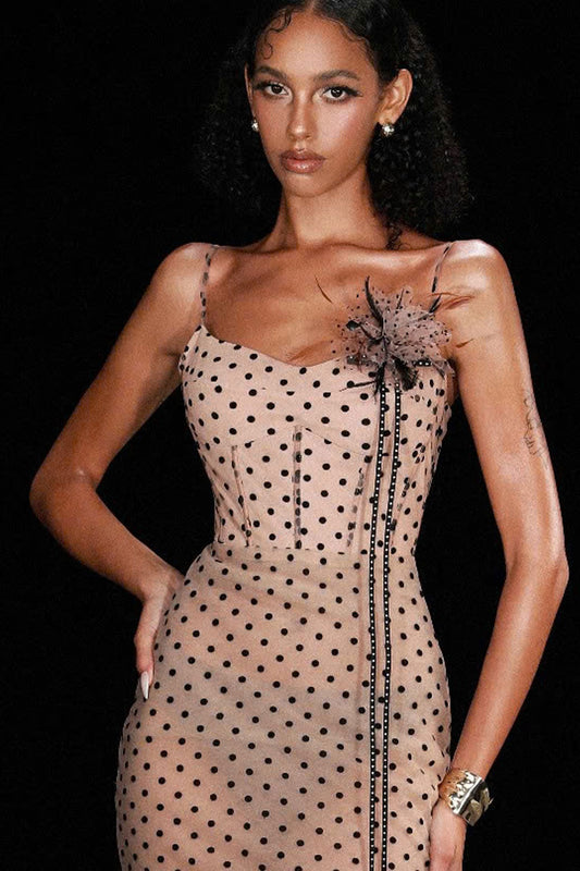 Haisley Pencil Corset Waist Mesh Floor Length Dress