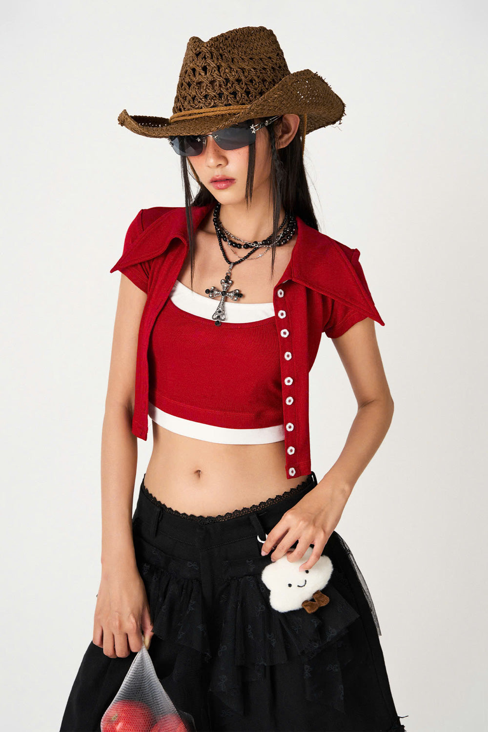 Yumi A-line Ruffled Jean Knee-length Shorts