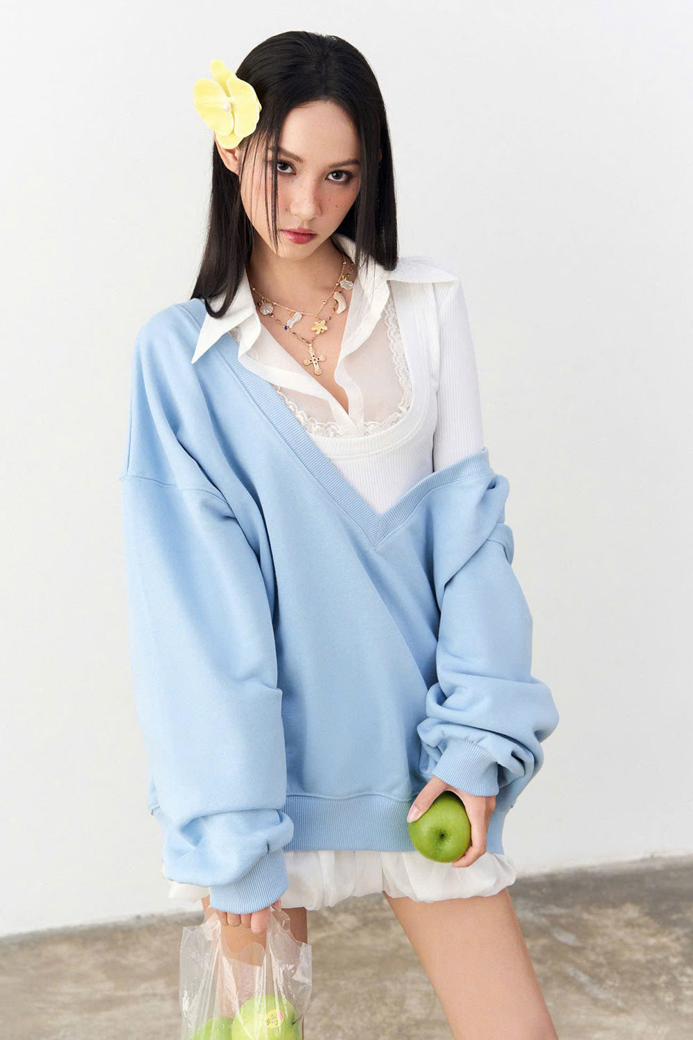 Pazazi Straight Drop Shoulder Fleece Top