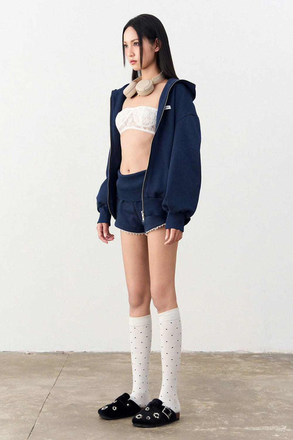 Cupid Drop Waist Wide Leg Fleece Extra Short Length Shorts