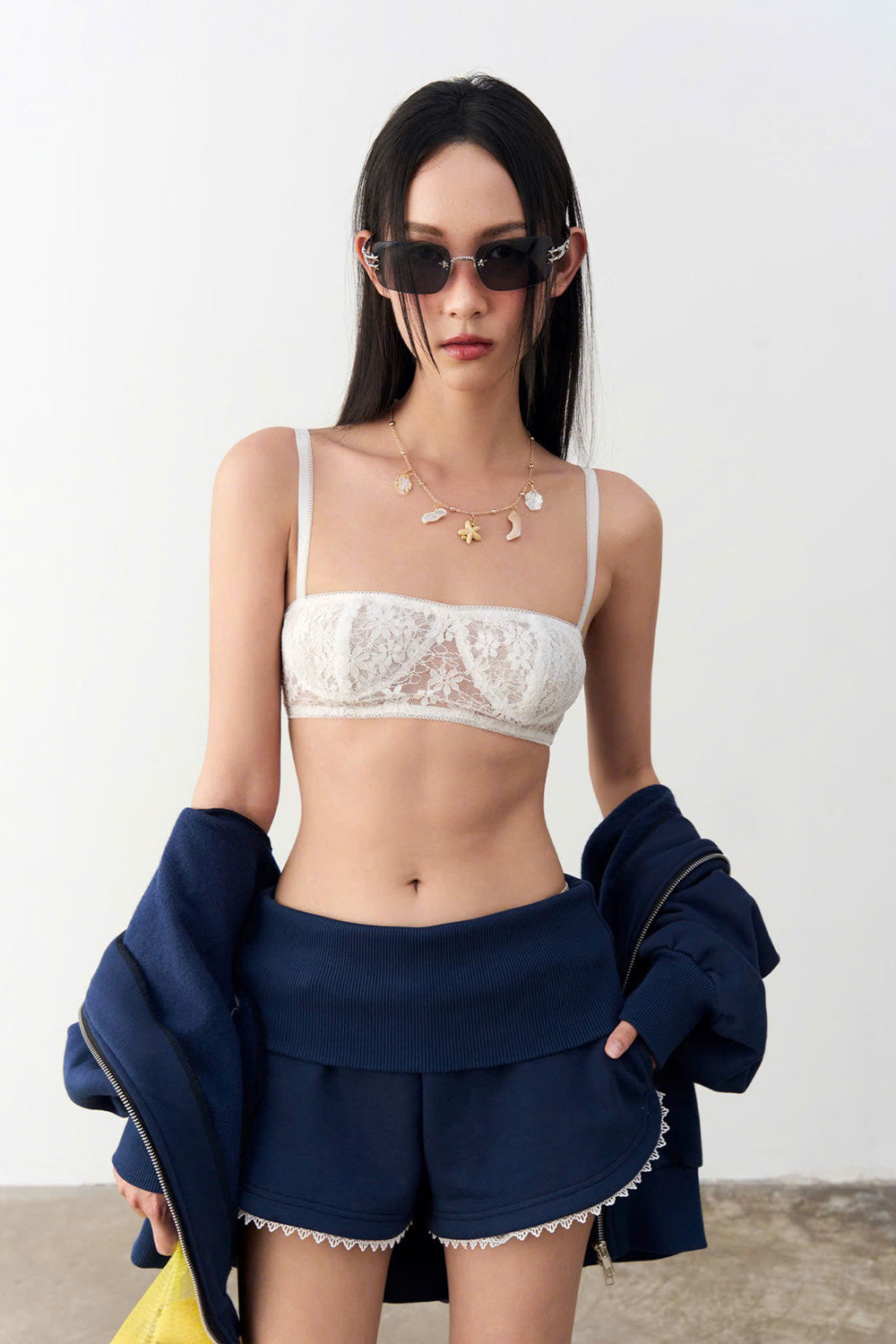 Cupid Drop Waist Wide Leg Fleece Extra Short Length Shorts