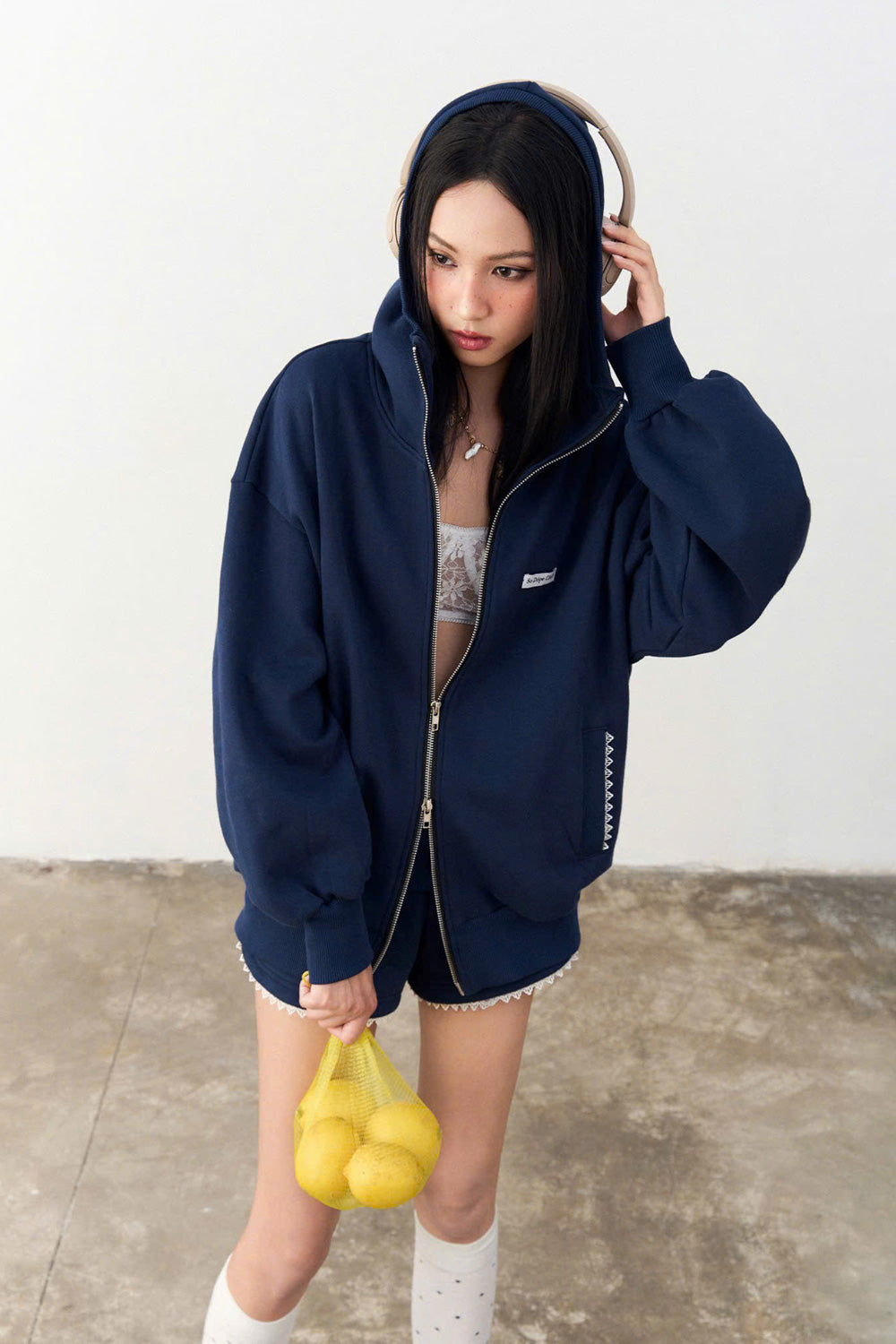 Cupid Straight Hooded Neck Fleece Coat