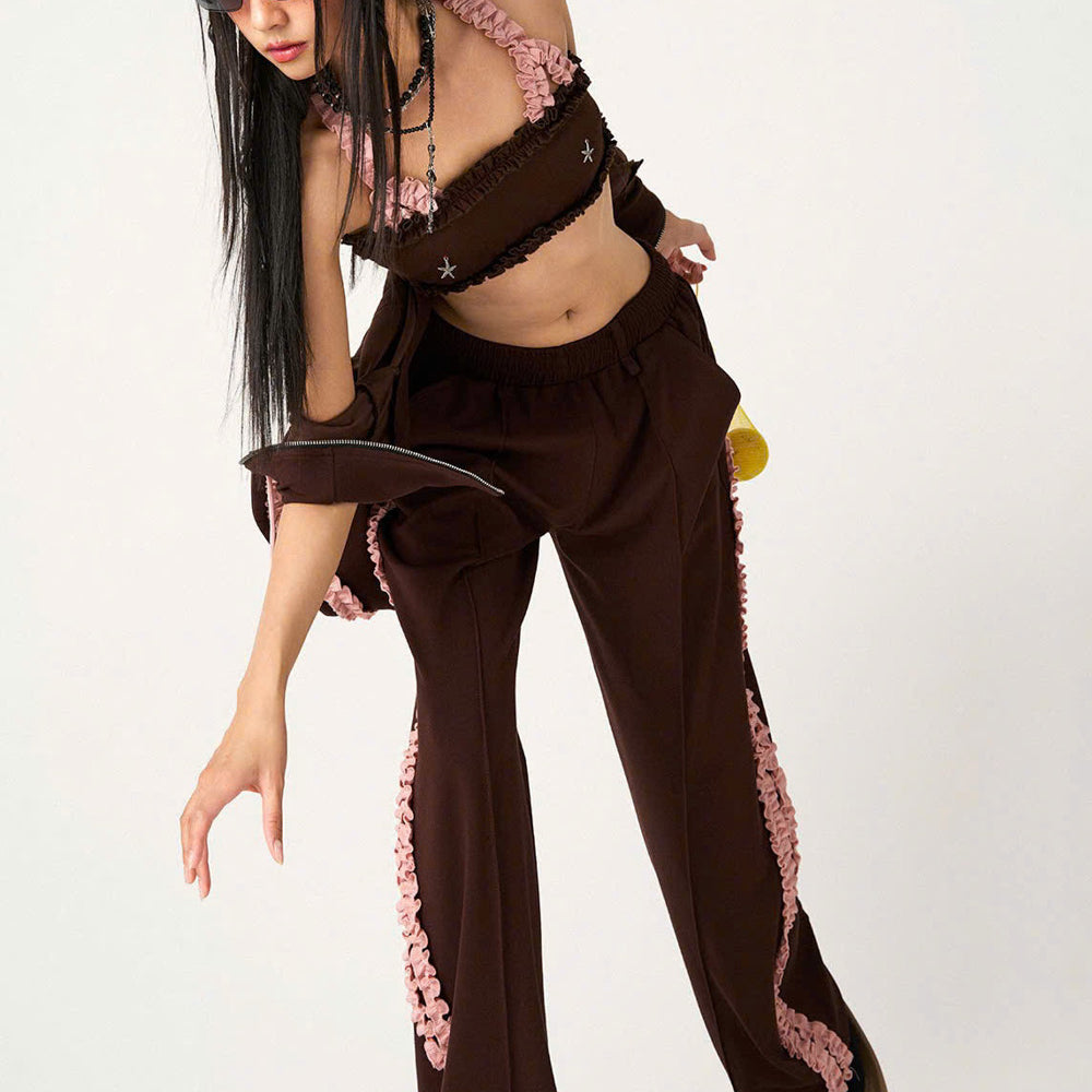 Brad Bodycon Gathered Rib Knit Crop Top