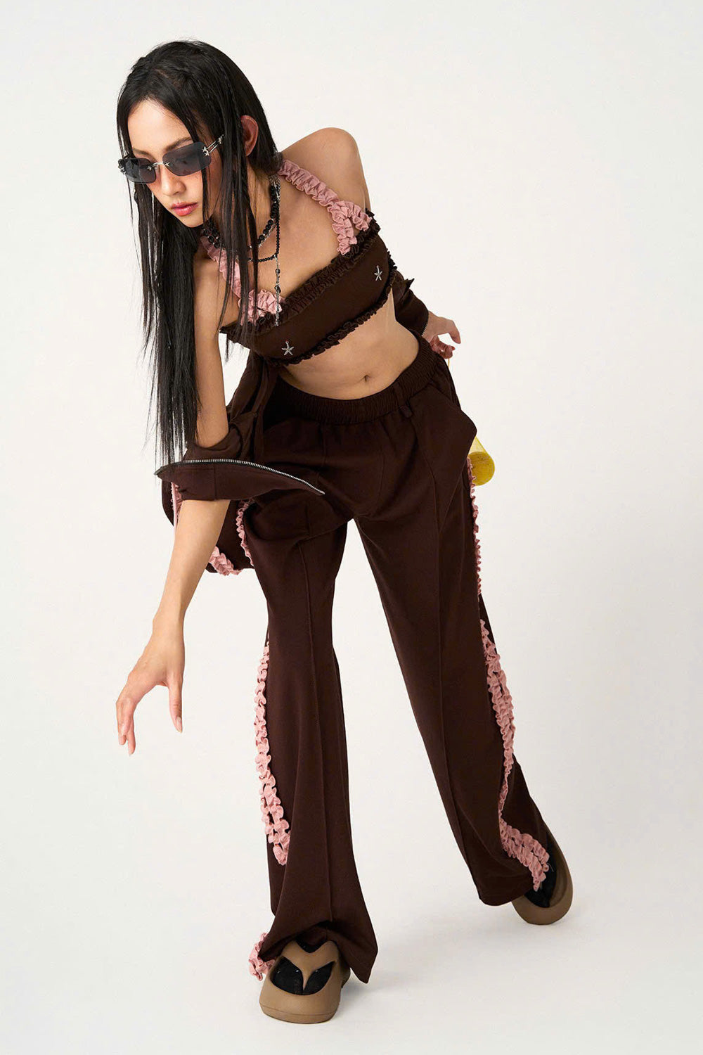 Brad Bodycon Gathered Rib Knit Crop Top