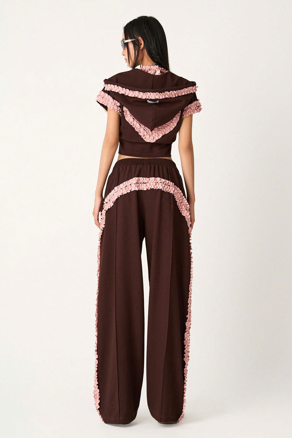 Sweetchoco Straight Ribbed Fleece Floor Length Pants