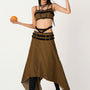 Lucia A-line High Waist Khaki High-low Skirt