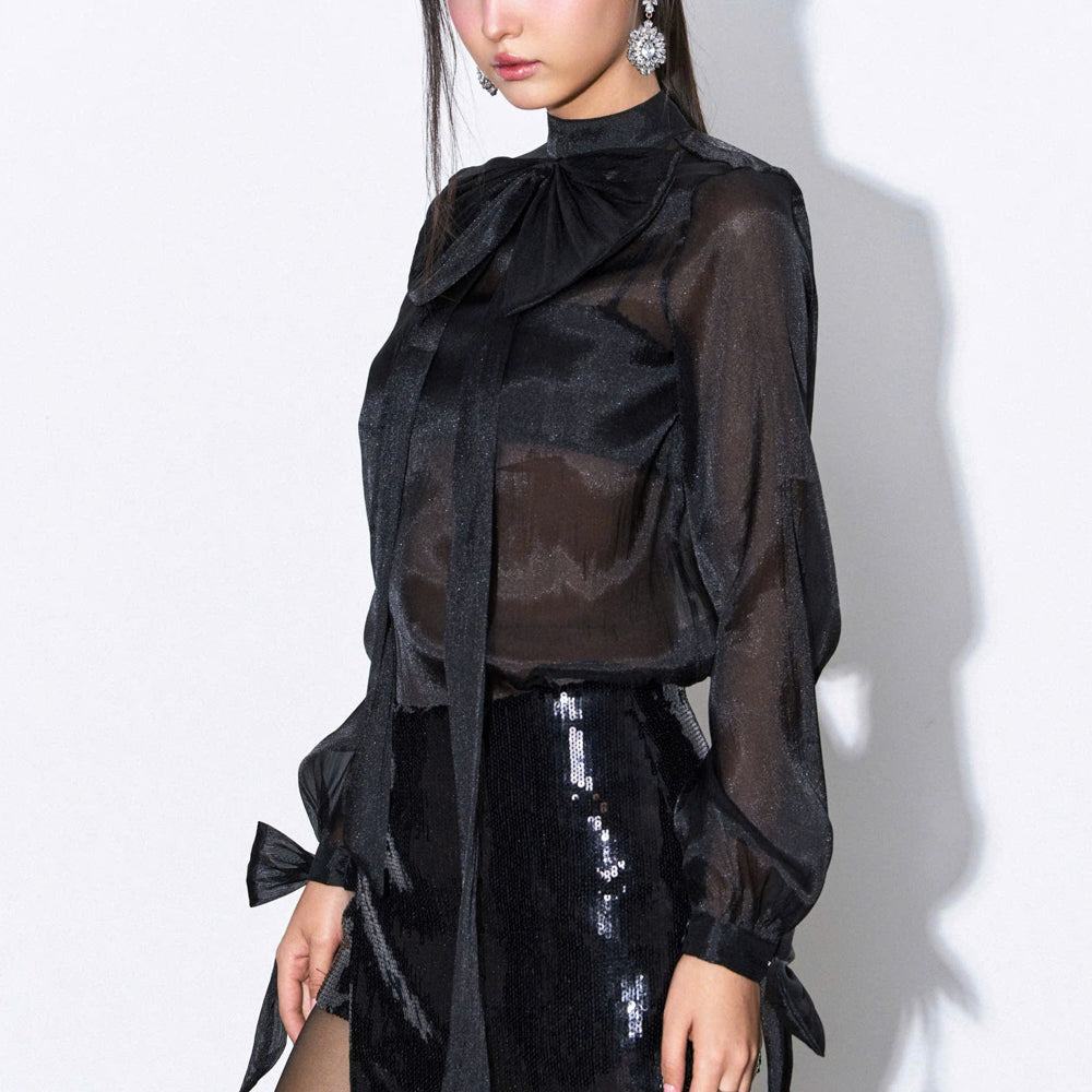 Nox A-line Crossover Sequin Mini Skirt