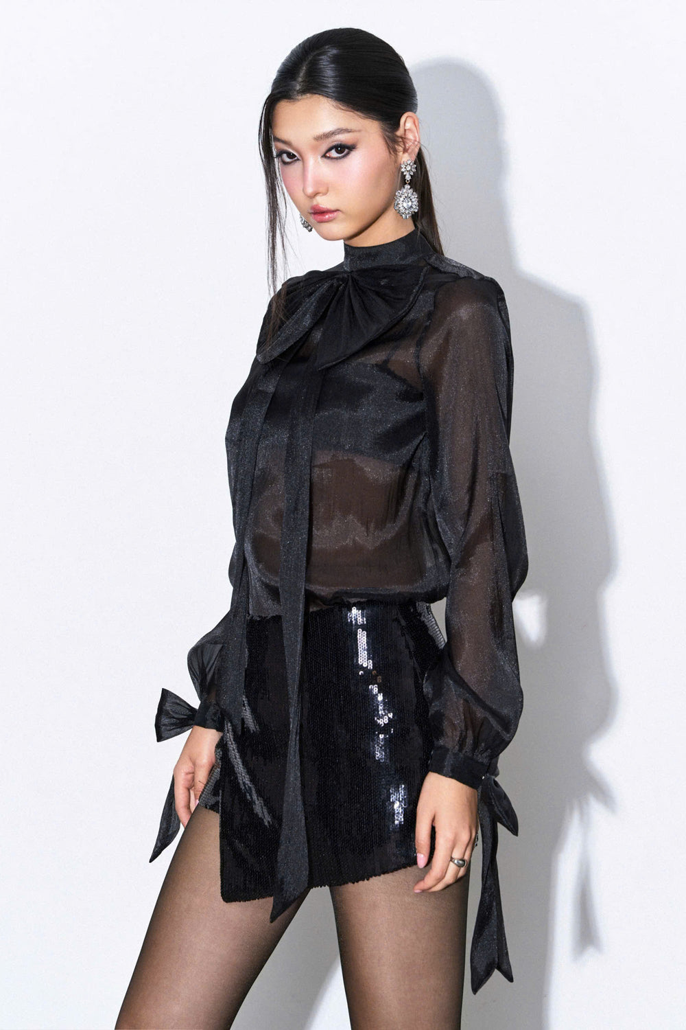 Nox A-line Crossover Sequin Mini Skirt