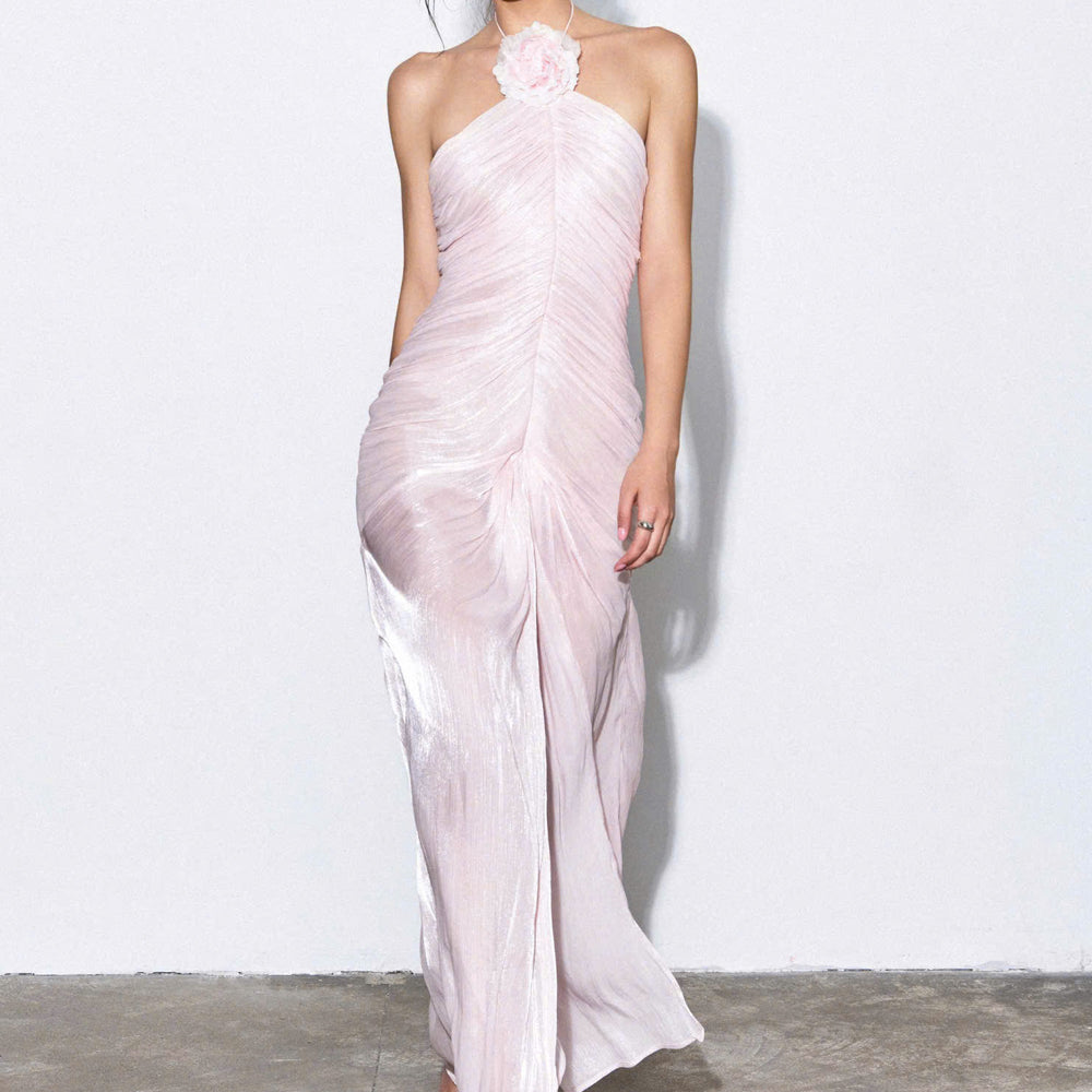 Kyn Sheath Halter Neck Silk Blend Maxi Dress