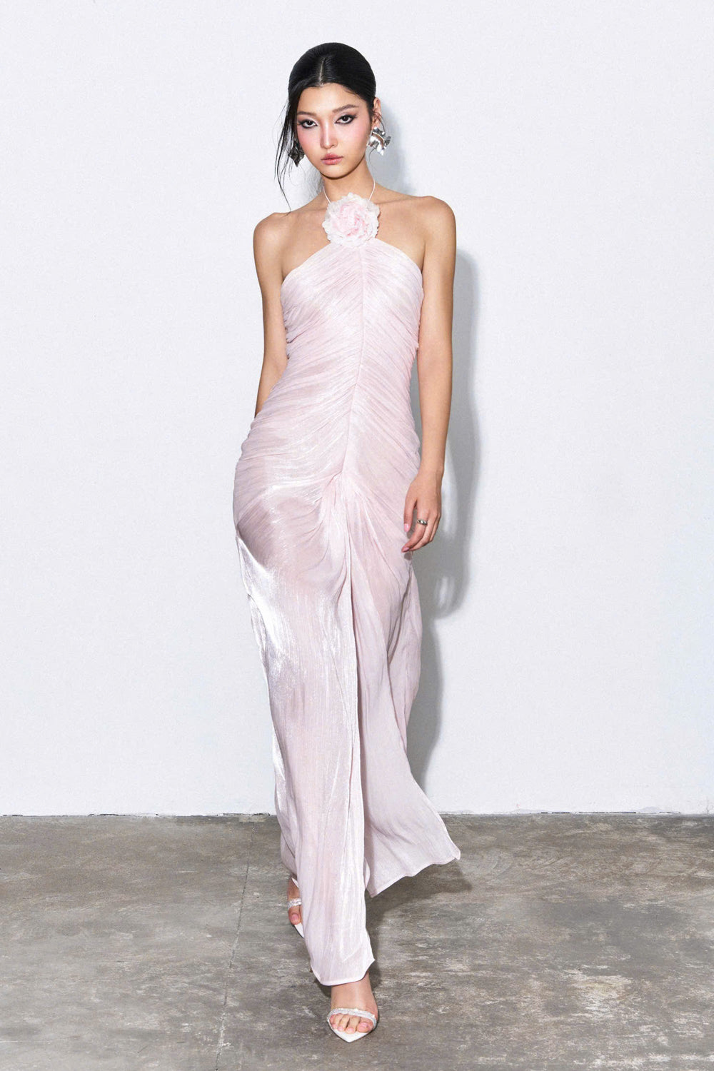 Kyn Sheath Halter Neck Silk Blend Maxi Dress