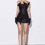 Thys Bodycon Flower Applique Chiffon Mini Dress