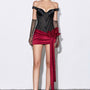 Noir Bodycon Off-Shoulder Mesh Silk Corset