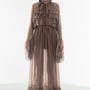 Cecelia Blouson Sheer Chiffon Maxi Dress