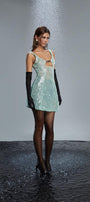 Zaniyah A-line Cut-Out Mesh Sequin Mini Dress - MEAN BLVD