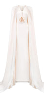 Zendaya Cape V-Neck Silk Floor Length Dress - MEAN BLVD