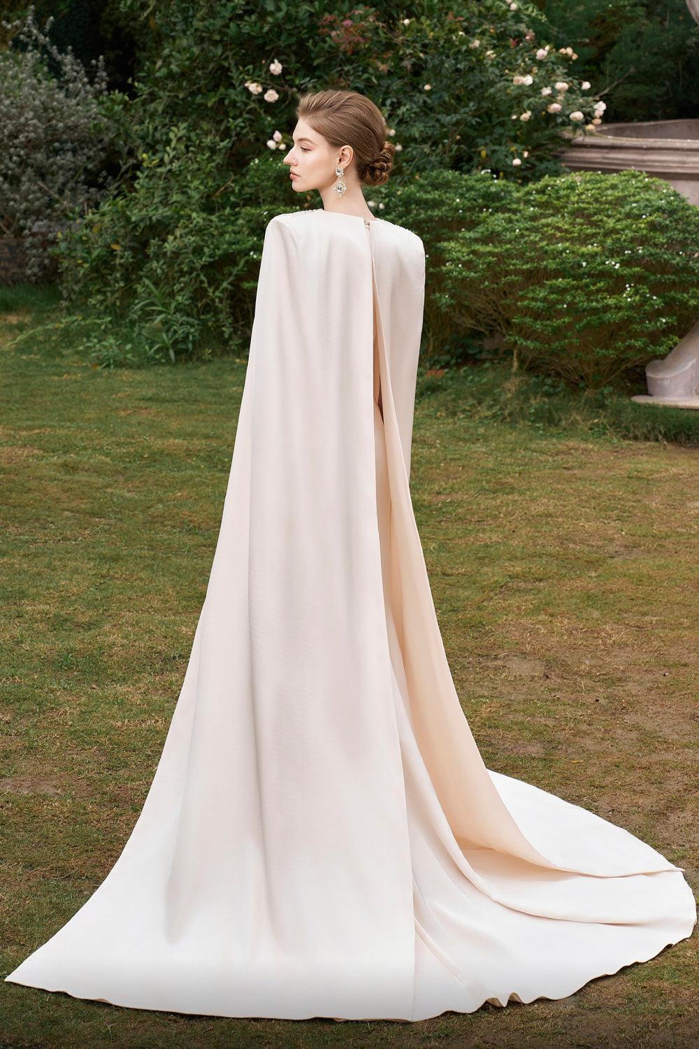 Zendaya Cape V-Neck Silk Floor Length Dress - MEAN BLVD