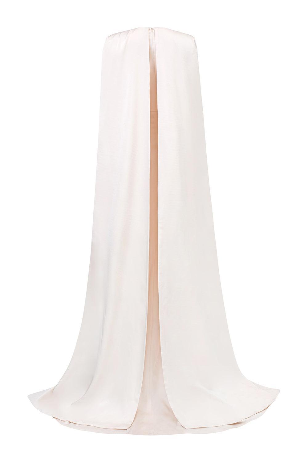 Zendaya Cape V-Neck Silk Floor Length Dress - MEAN BLVD