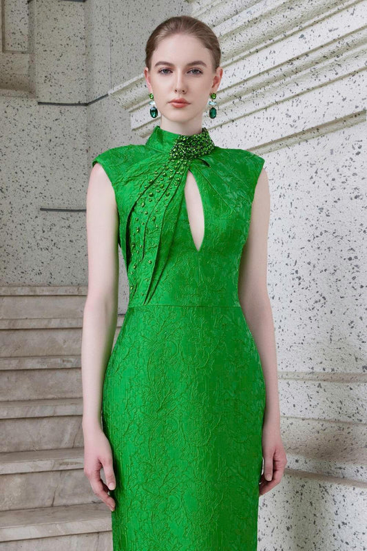 Zephyr Sheath Sleeveless Jacquard Floor Length Dress - MEAN BLVD