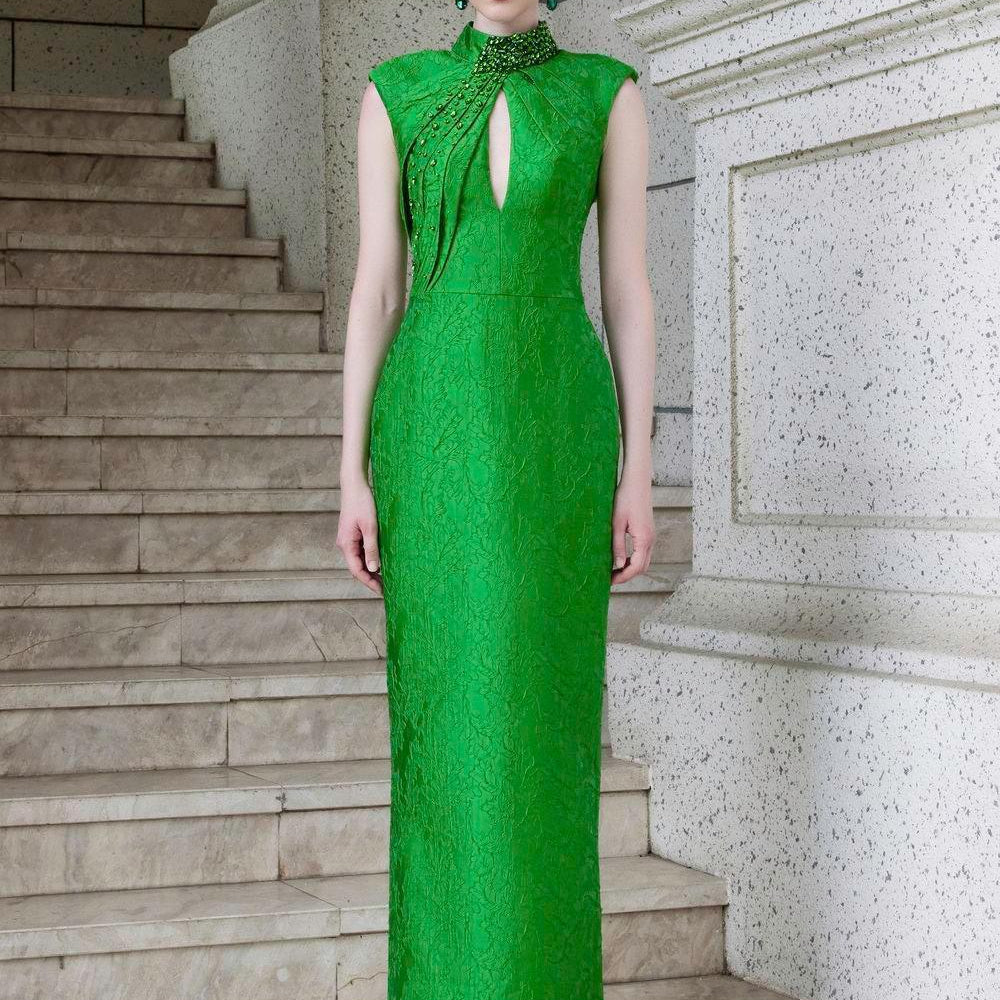 Zephyr Sheath Sleeveless Jacquard Floor Length Dress - MEAN BLVD