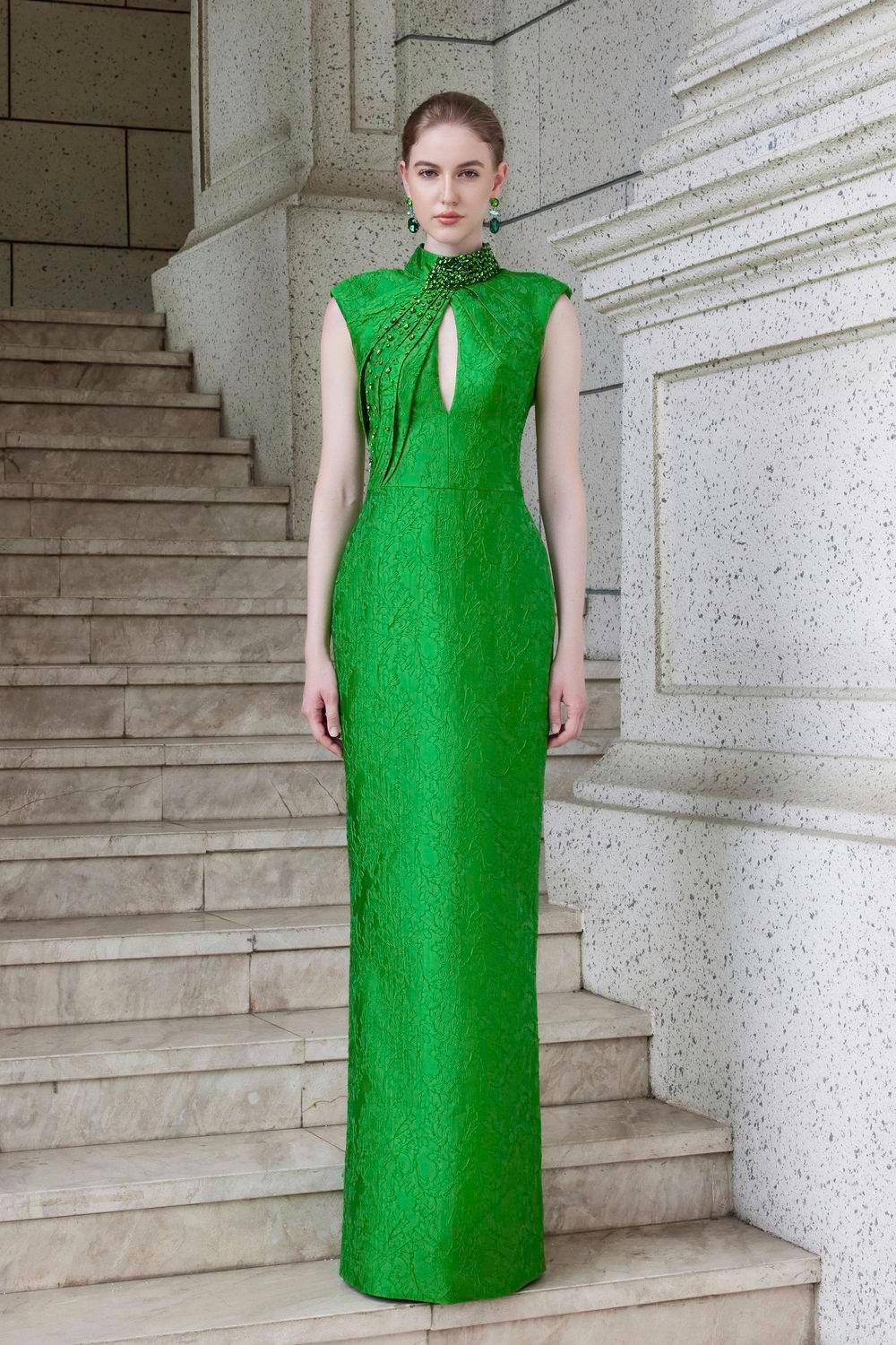 Women's Zephyr Sheath Sleeveless Jacquard Floor Length Dress Xs/S/M/L/Xl/Xxl Emerald Mean Blvd, Emerald / Xs