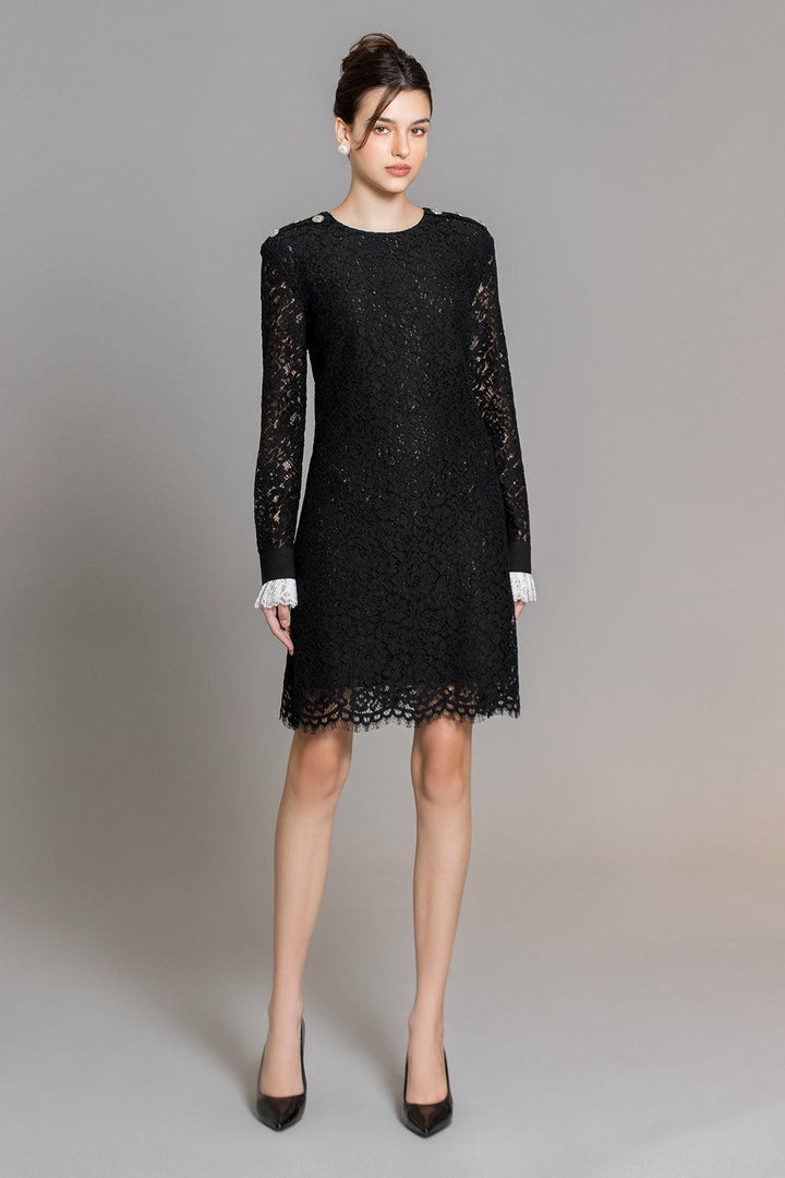 Zhuri A-line Round Neck Lace Above The Knee Dress - MEAN BLVD