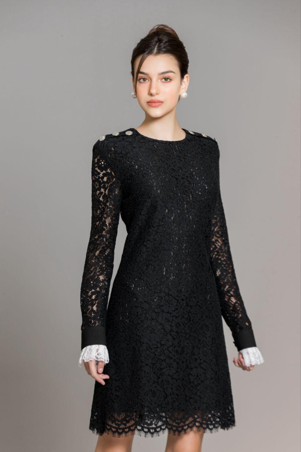 Zhuri A-line Round Neck Lace Above The Knee Dress - MEAN BLVD