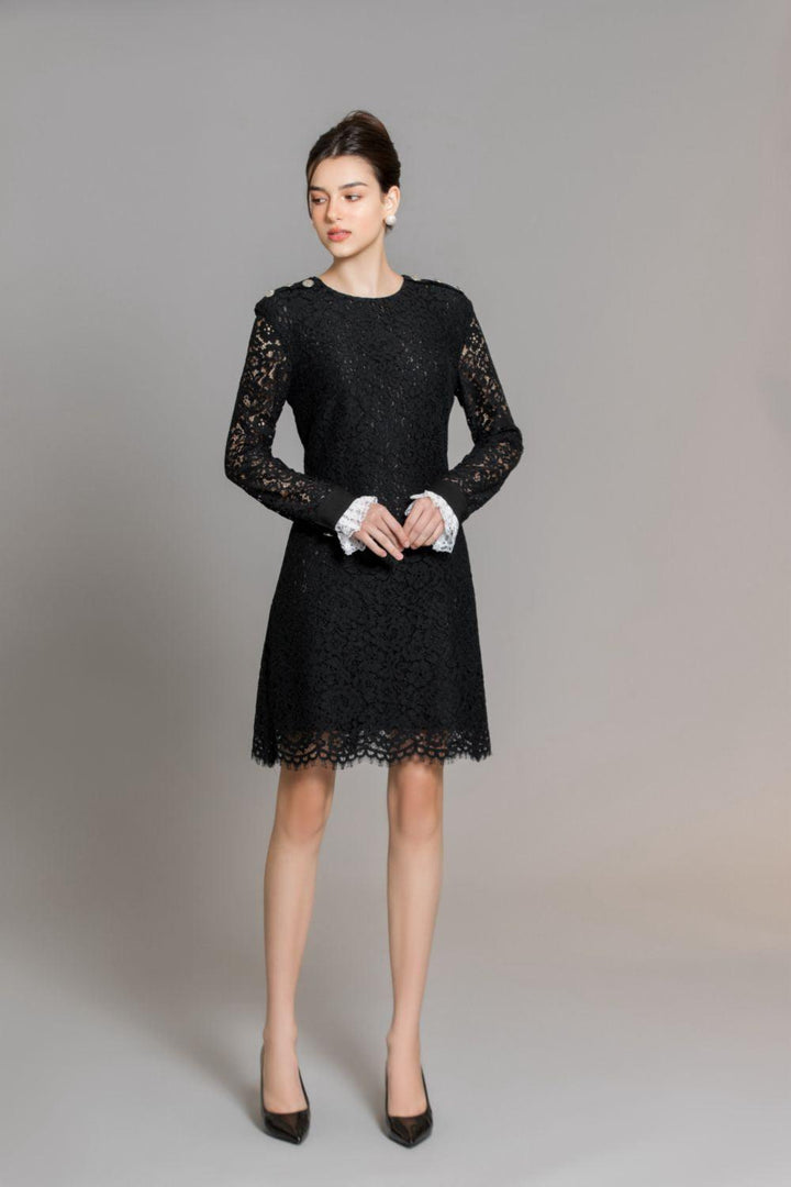 Zhuri A-line Round Neck Lace Above The Knee Dress - MEAN BLVD