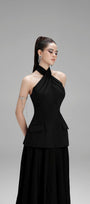 Zoey Hourglass Crossover Neck Polycotton Top - MEAN BLVD