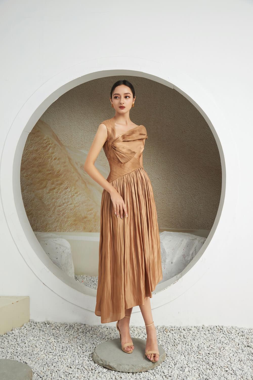 Aggie Diagonal V-Neck Dress MEAN BLVD