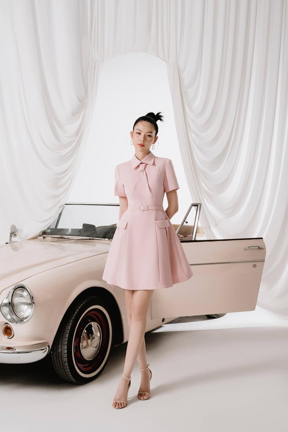 Aimee A-line Short Sleeved Diamond Spandex Mini Dress MEAN BLVD