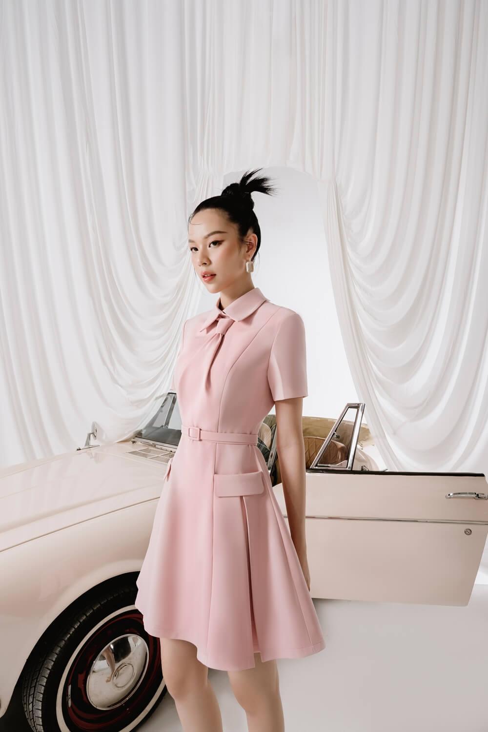 Aimee A-line Short Sleeved Diamond Spandex Mini Dress MEAN BLVD