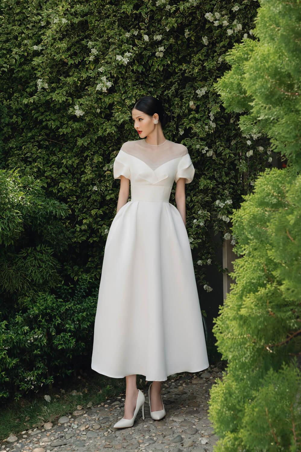 white midi swing dress Open Back Midi Swing Dress, XS / IVORY by MAUDE CLUB AMOUR781