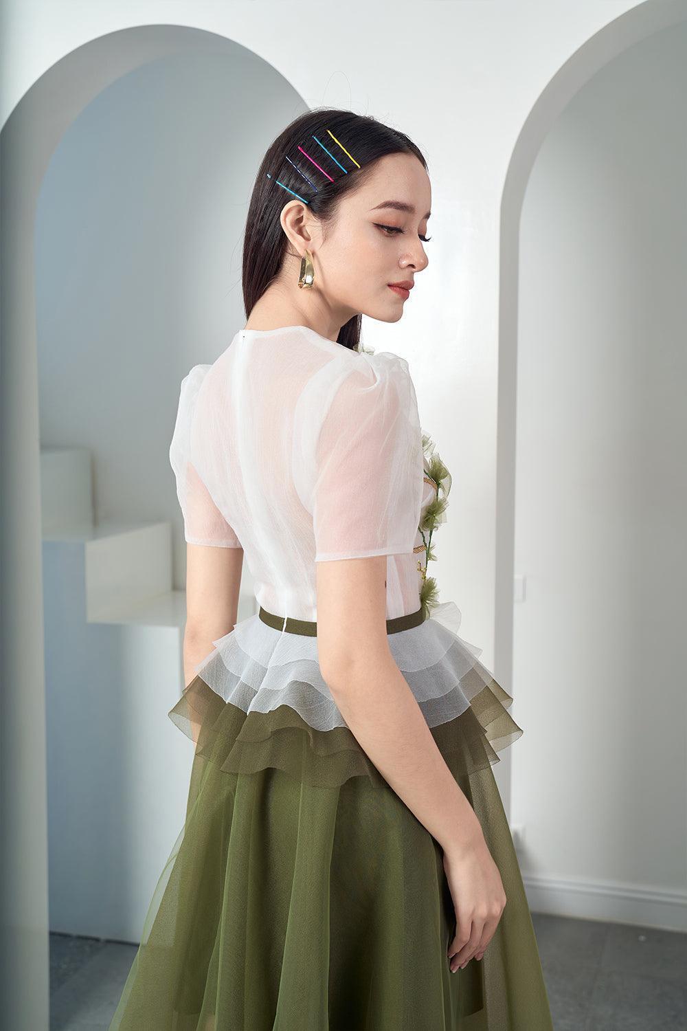 amity midi dress Amity Pleated Puff Sleeve Cotton Fit & Flare Dress (Women)