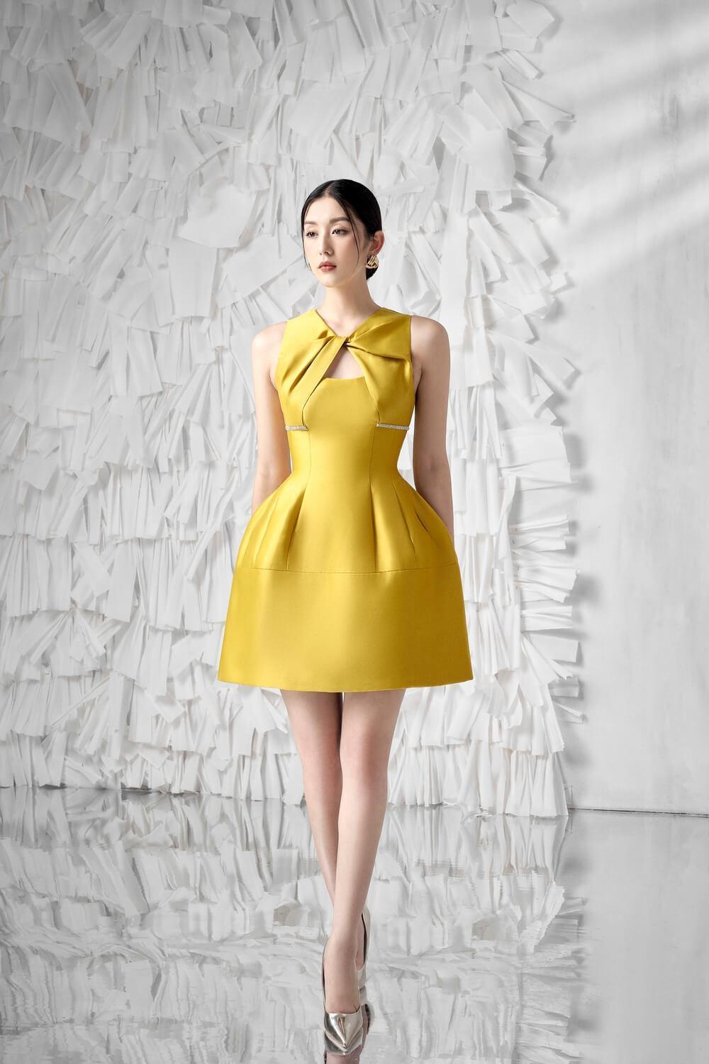 amity mini dress Amity Puffy V-Neck Silk Taffeta Mini Dress