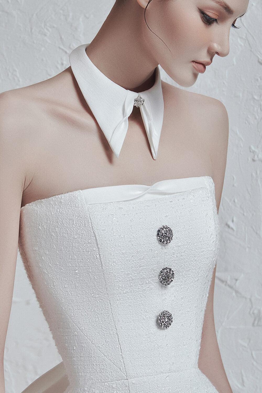 Anne A-line Straight Across Neck Tweed Midi Dress MEAN BLVD