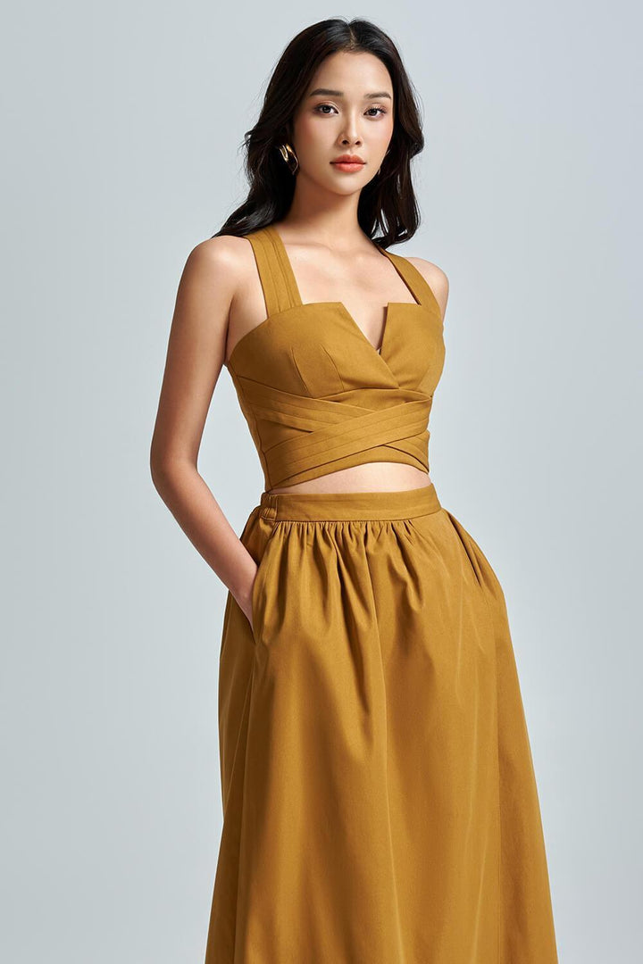 Anne Strappy Khaki Crop Top - MEAN BLVD