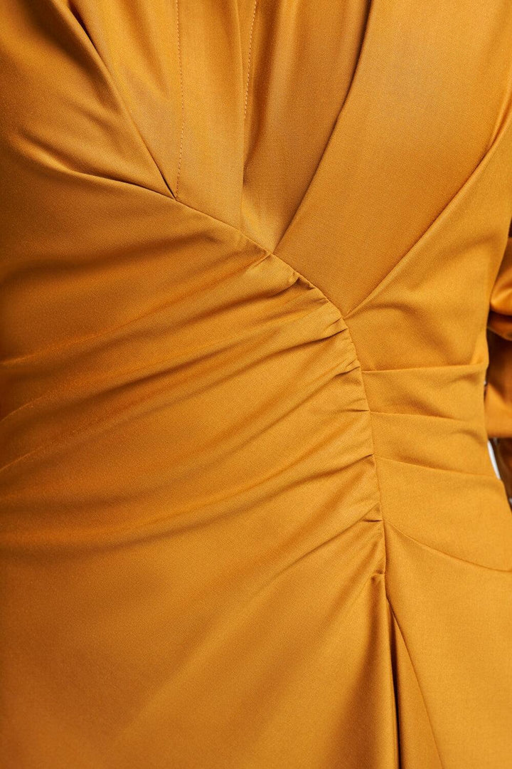 Anzu Shirt Cuff Sleeved Raw Fabric Midi Dress - MEAN BLVD