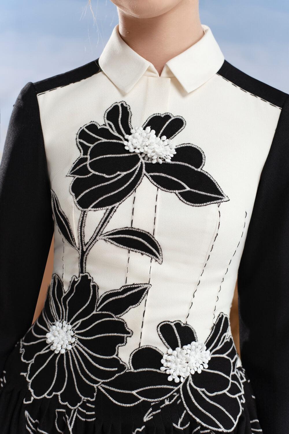 Apparel A-line Long Sleeved Wool Blend Mini Dress MEAN BLVD