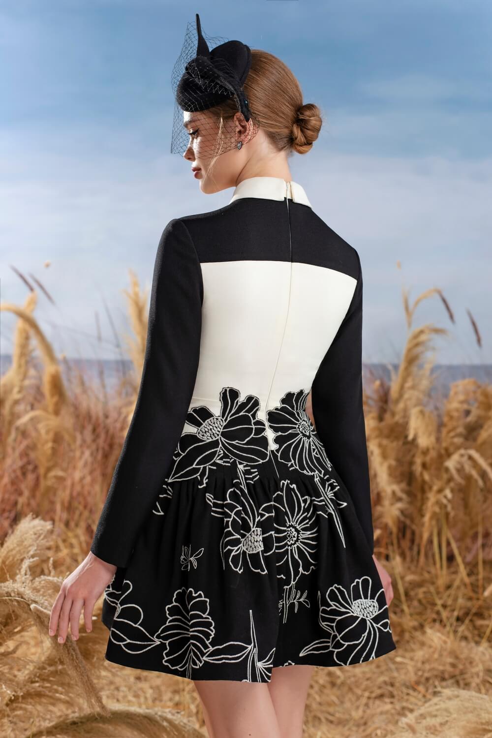 Apparel A-line Long Sleeved Wool Blend Mini Dress MEAN BLVD