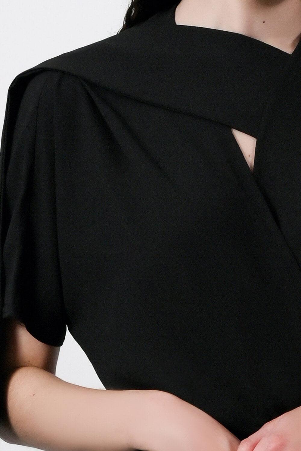 Ariel Asymmetric V-Neck Silk Midi Dress MEAN BLVD