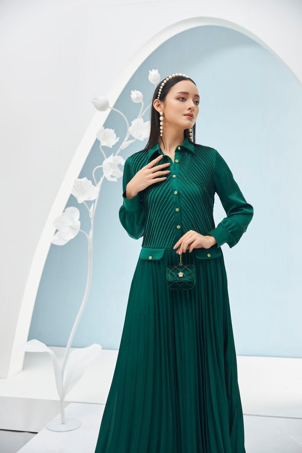 Ariel Pleated Midi Dress MEAN BLVD