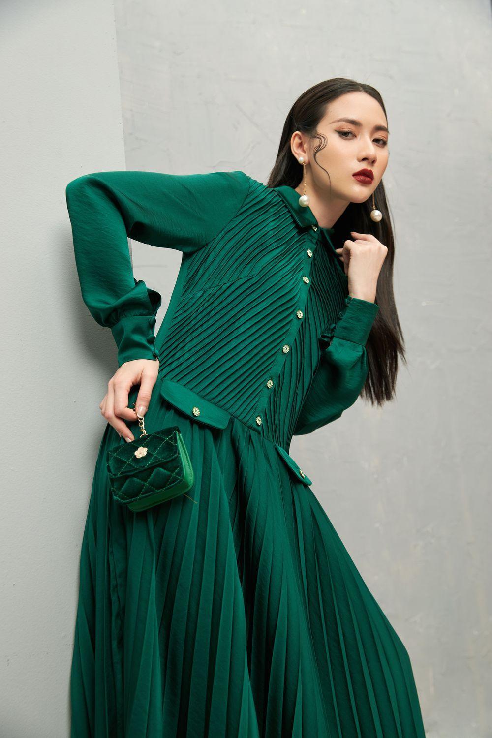 Ariel Pleated Midi Dress MEAN BLVD