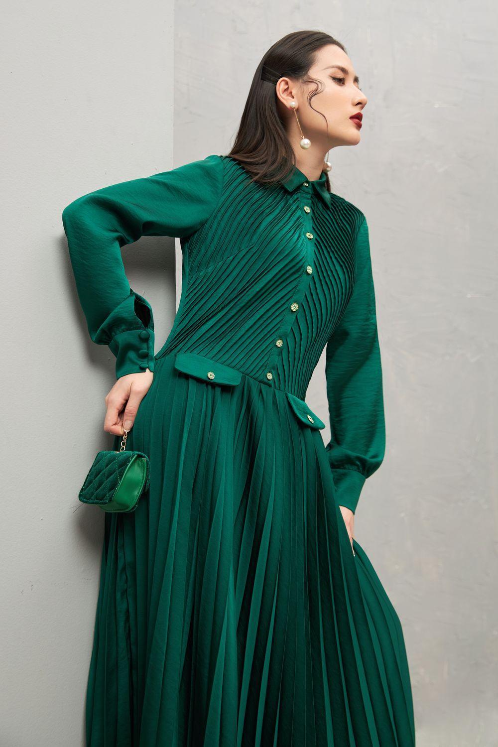 Ariel Pleated Midi Dress MEAN BLVD