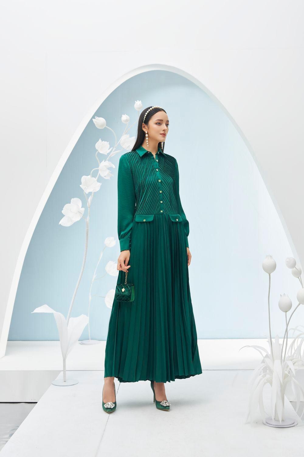 Ariel Pleated Midi Dress MEAN BLVD