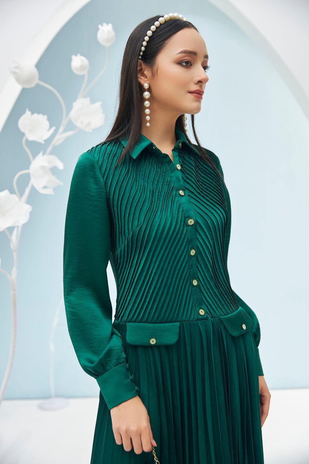 Ariel Pleated Midi Dress MEAN BLVD